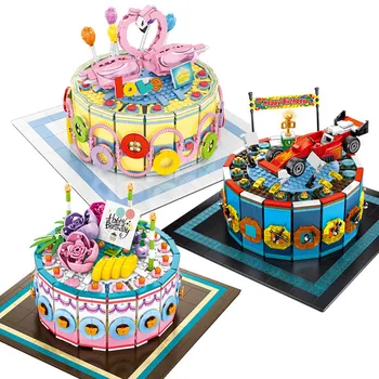 

Creative Idea Birthday Marriage Wedding Cake Building Blocks Friends Creator Technic Bricks Educational Toys Gifts For Children