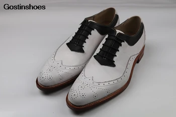 

Men Shoes Wear Leather Black White Derby Shoes Solid Erkek Ayakkabi Business Formal Casual Bullock Trend Summer Genuine Leather