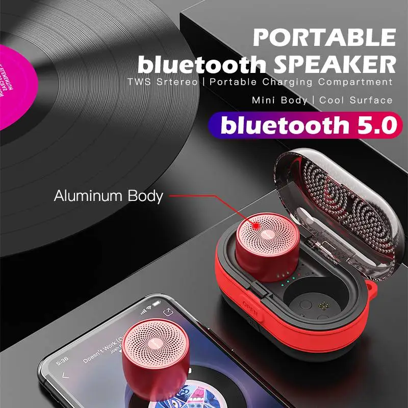 2 в 1 Супер Мини bluetooth колонки Металлические Магнитные портативные уличные беспроводные колонки музыкальный плеер с зарядным устройством 1000 мАч