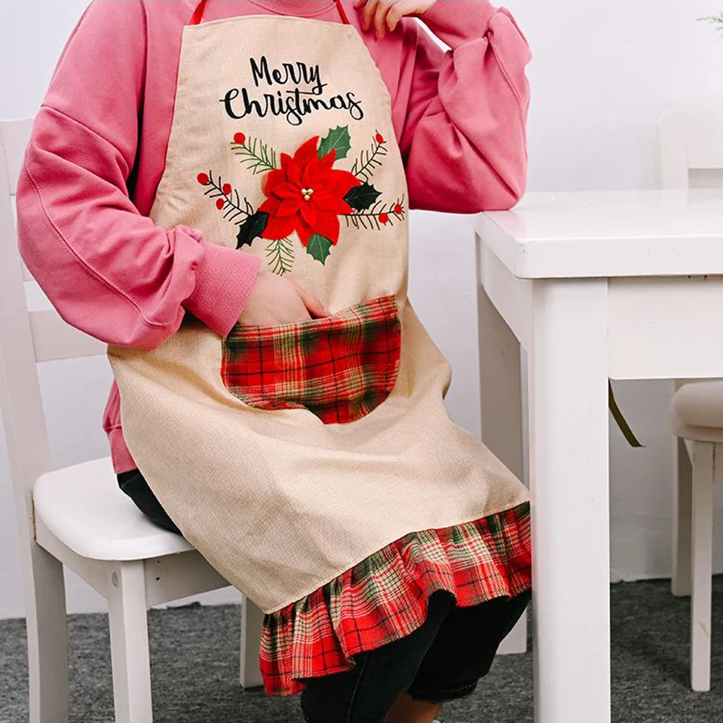 Waitress Chef Barista Cooking Apron w/ Pocket Waist Belt Christmas Apron for Adults Women Kitchen Restaurant Garden BBQ Workshop