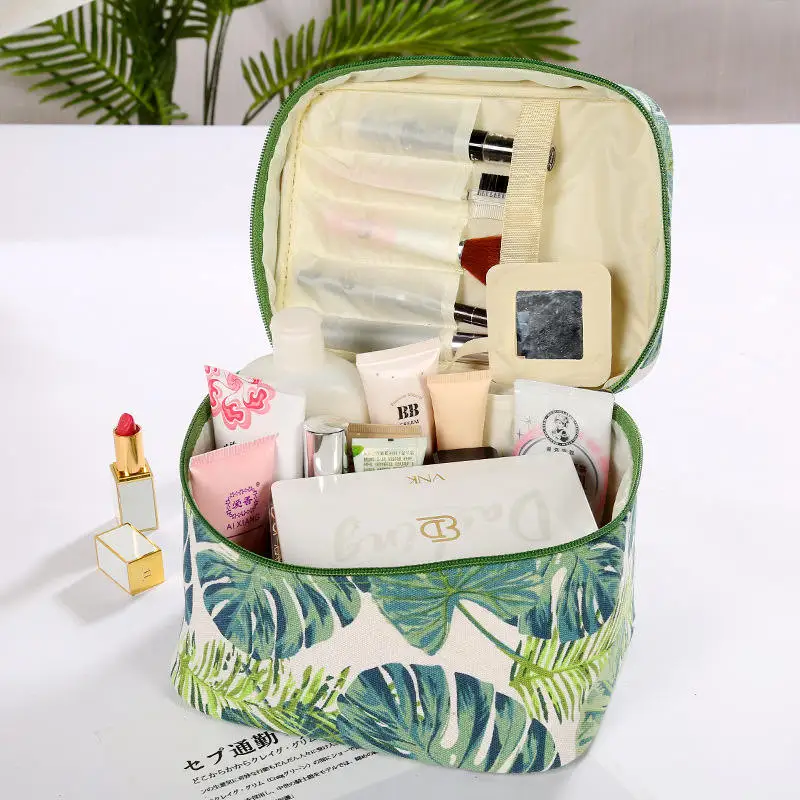 

Fashion Women Waterproof Cosmetic Bag Leaf Printed Makeup Travel Toiletry Storage Case Waterproof Large Capacity Wash Organizer