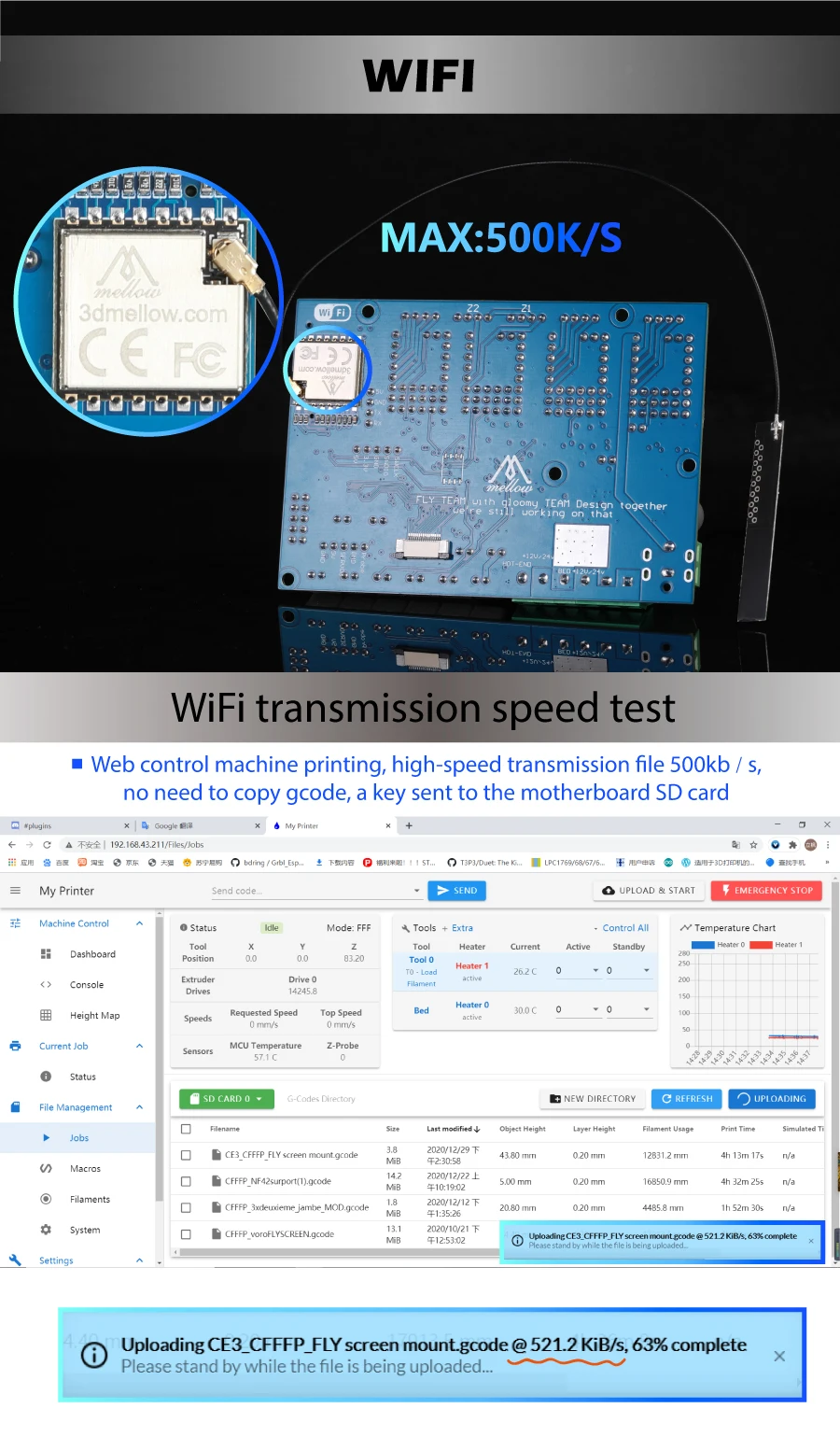 firmware para pt100 tmc2209 uart ender 3 peças de impressora 3d