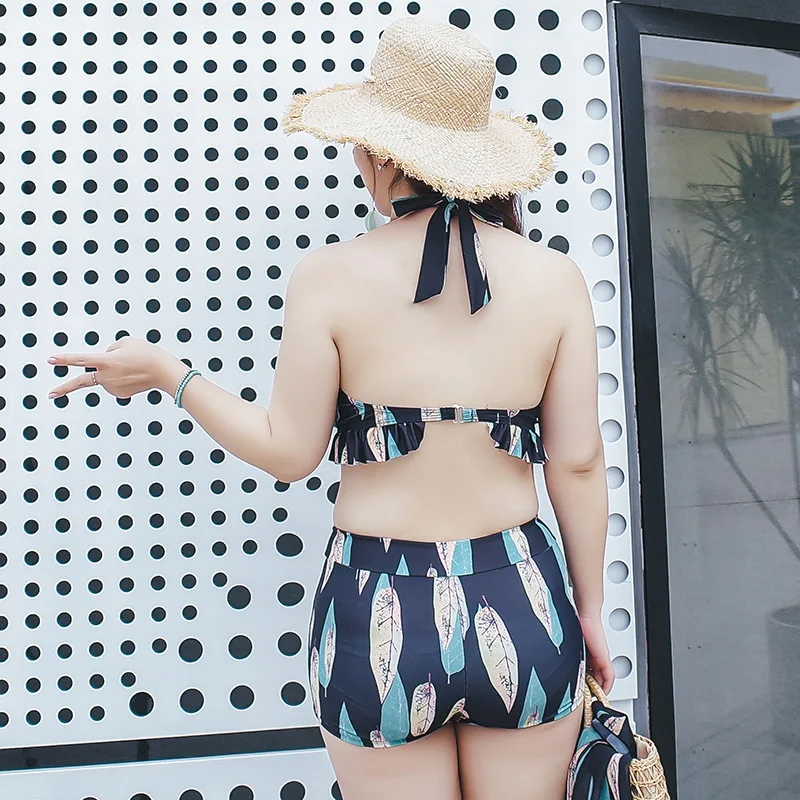 

2018 New Style Large Size Bathing Suit Women's Small Bust Gathering Slimming Bikini Split Type Boxer Three-piece Set Hot Springs