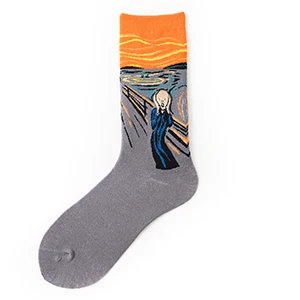 Лучшие продажи унисекс Ван Гог арт носки известные картины Забавный узор счастливые женские носки Модные Ретро счастливые мужские носки - Цвет: men socks 6