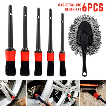 

6 Pcs Car Detailing Brush Set Soft Bristle Brushes Automotive Wheels Dashboard Interior Exterior Cleaning Brush