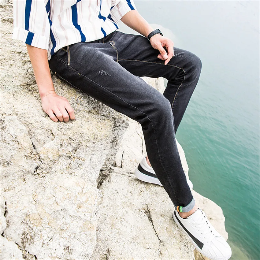 

WAGGIE'S WALKER 2020 Summer New Slim Fit Casual Full Length Retro Plus Size Daily Mid-Waist High Quality Teenagers Jeans Men