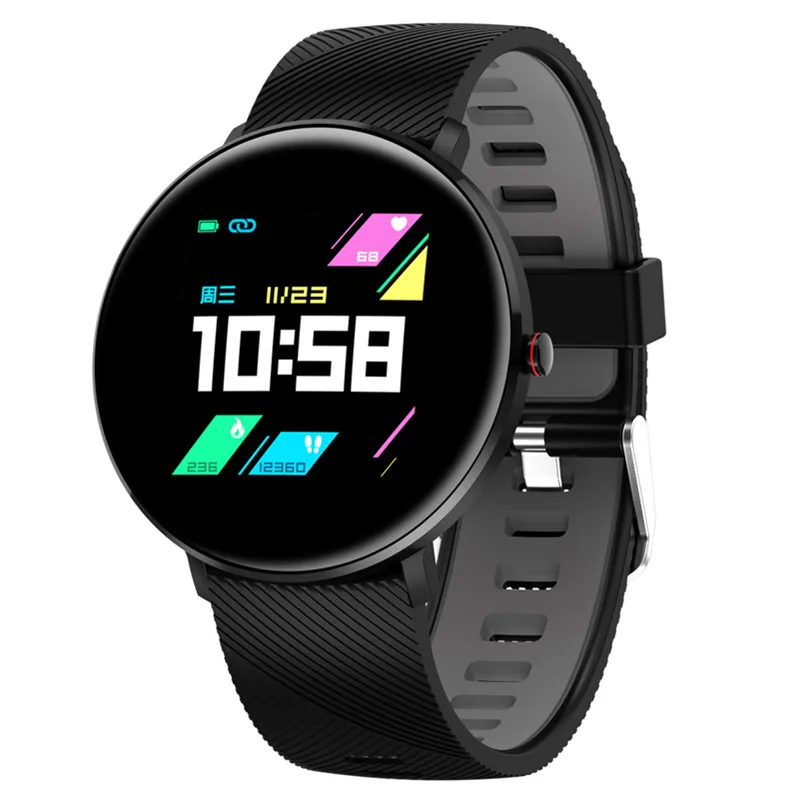 Спортивные Смарт-часы с защитой от потери, IP68, для плавания, Bluetooth, умный Браслет, ЭКГ, пульсометр, кровяное давление, фитнес-трекер, часы - Цвет: Black grey-silicone