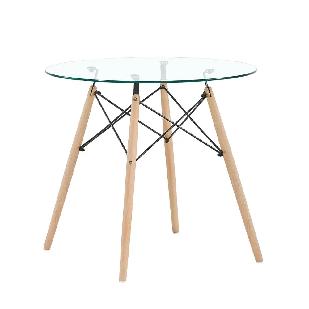 

Dining Table Round ClearTable Modern Tempered Glass Metal Legs for Kitchen Dining Room Coffee Table Apartment Restaurant