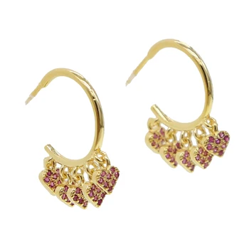 

Cereza heart with red CZ Simple Geometric round Earring For Women Girls
