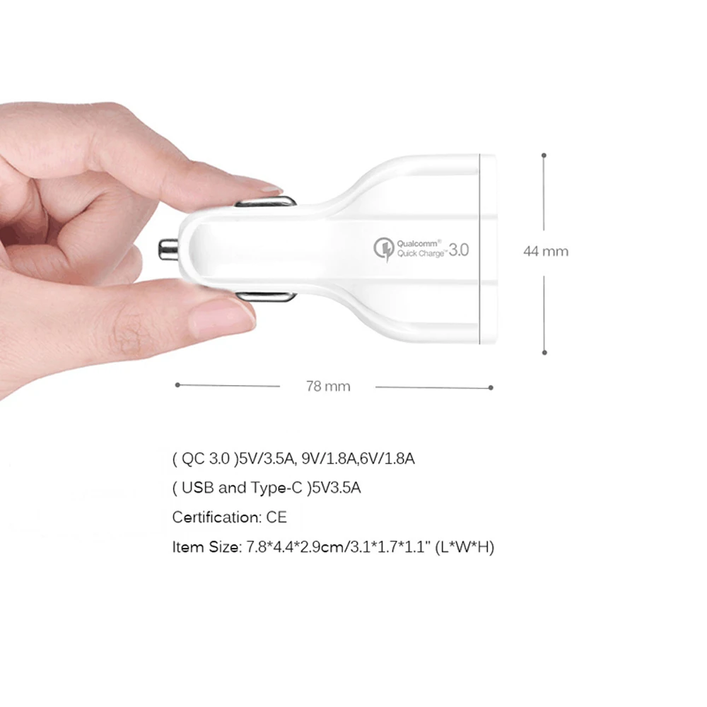 Автомобильное зарядное устройство Quick Charge 3,0 с двумя USB, универсальное зарядное устройство для мобильного телефона для путешествий