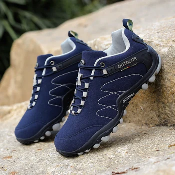 

New Suede Leather Hiking Shoes Men Outdoor Sports Climbing Camping Shoes Sneakers Women Nonslip Waterproof Trail Hunting Boots
