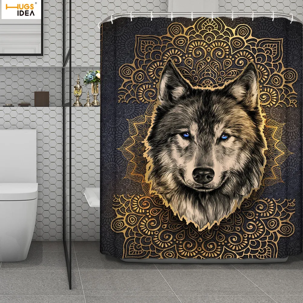 HUGSIDEA Shower/bath Curtain Cool Retro Wild Animal Cortina Bano Bohemian Wolf Design Waterproof/Decor Bathroom Accessories | Дом и сад