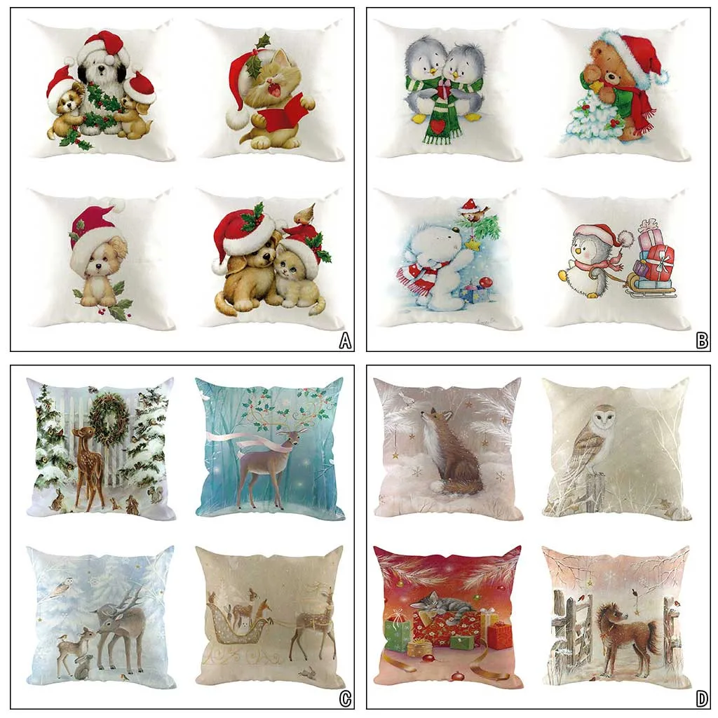 Наволочка 2019 креативная многоцветная Рождественская льняная квадратная