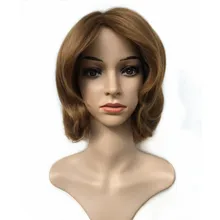 Pervado волосы короткие волны синтетические термостойкие волосы парики коричневый цвет косплей парики на каждый день для афроамериканских женщин девушек