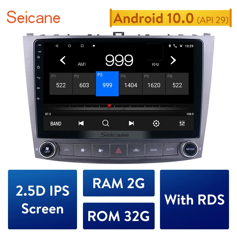 Автомобильный мультимедийный плеер Seicane 2 Гб ОЗУ 32 ПЗУ 2Din Android 10 0 IPS радио GPS для Lexus