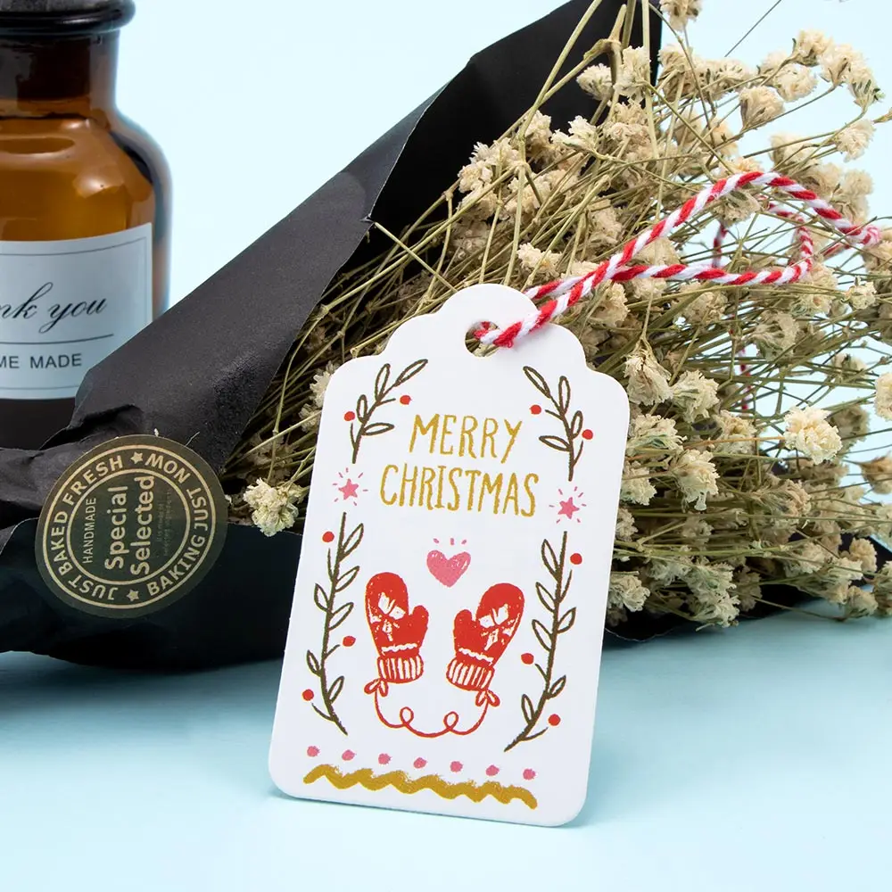 50 шт./компл. Merry Рождество бумажные ярлычки на завязке DIY вечерние Висячие ремесла, украшения дома Рождественская елка декор дома