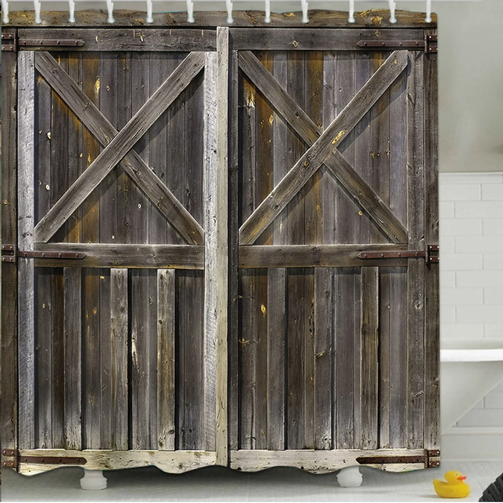 3D печать ткань принадлежности для ванной комнаты с крючками деревенский деревянный водонепроницаемый экологически чистый Душ занавес плесени устойчивый домашний декор