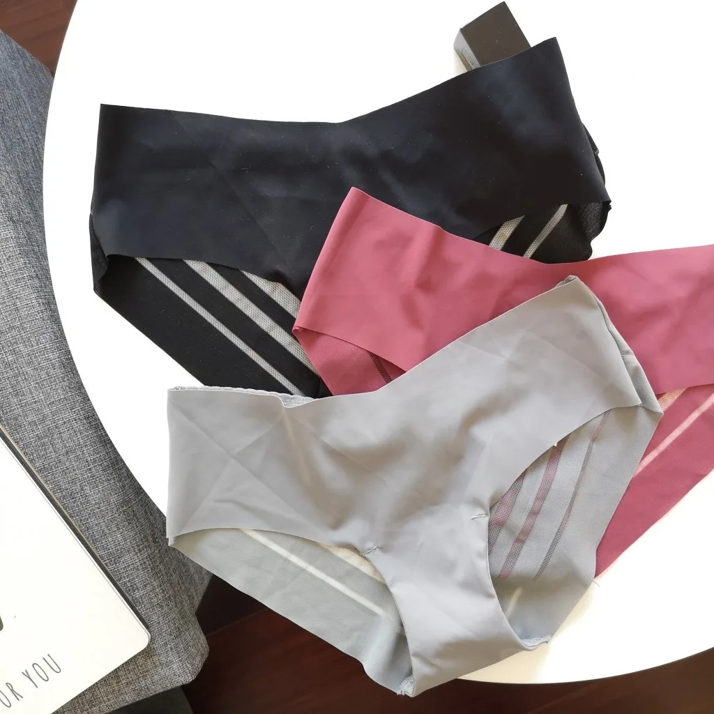 

SP&CITY Ladies Solid Women Underwear Ice Silk Back Striped Transparent Panties Mesh Seamless Briefs Sexy Micro Thongs Lingerie