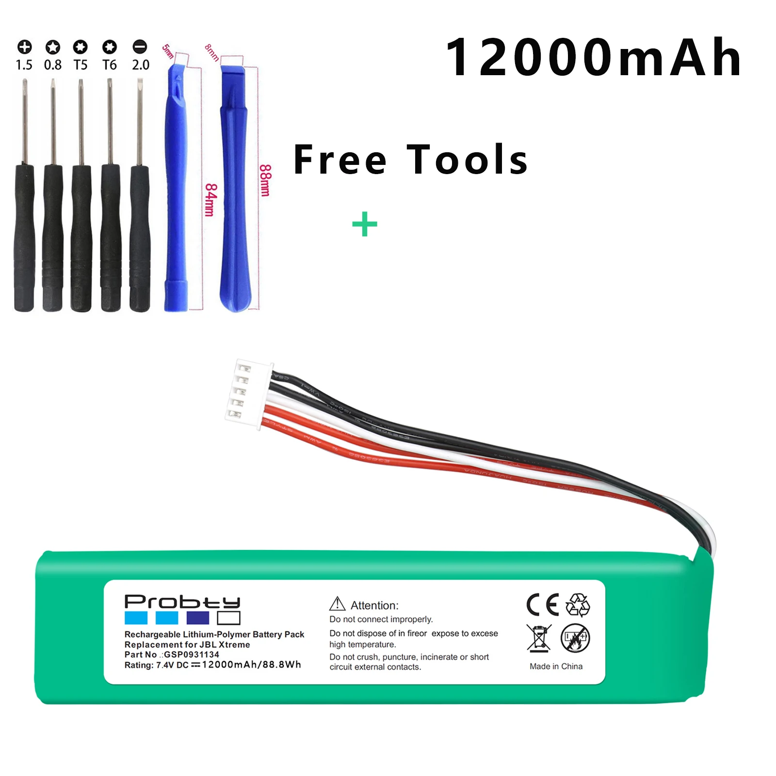 

12000mAh GSP0931134 Battery for JBL XTREME Xtreme Speaker Batteries with disassembly tool