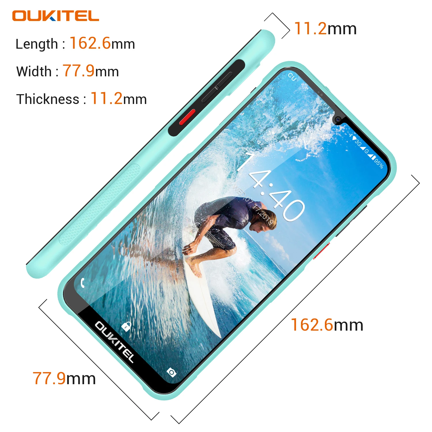 OUKITEL Y1000 Android 9,0 мобильный телефон 6,0" 19,5: 9 экран MT6580P 2 Гб ОЗУ 32 Гб ПЗУ 3600 мАч отпечаток пальца IP68 водонепроницаемый смартфон