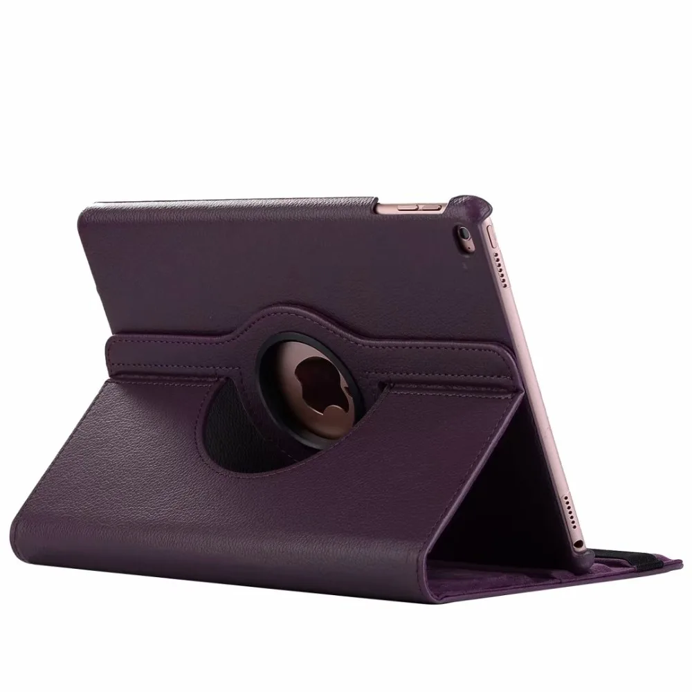 Purple-LZW Чехол для iPad 9,7,,, Чехол для iPad Air 2, Air 1, чехол, 5, 6, 5, 6, 6 поколение, чехол, вращающийся на 360 градусов, кожаный смарт-чехол - Цвет: Purple-LZW