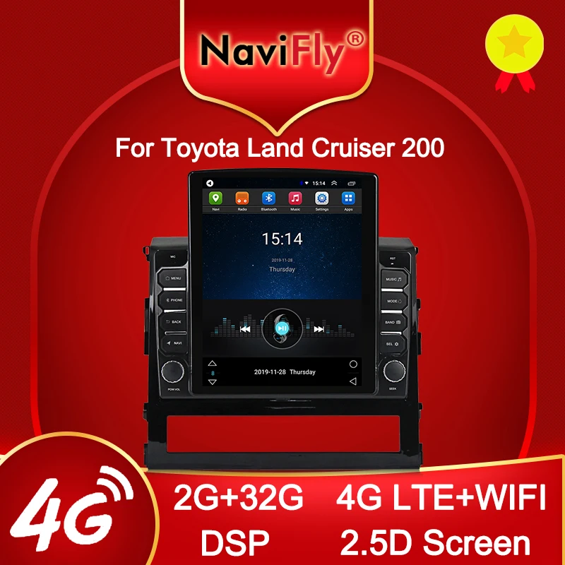 Navifly 9 7 &quotTesla стиль для Toyota Land Cruiser 200 2015-2018 Android автомобильный Радио мультимедийный