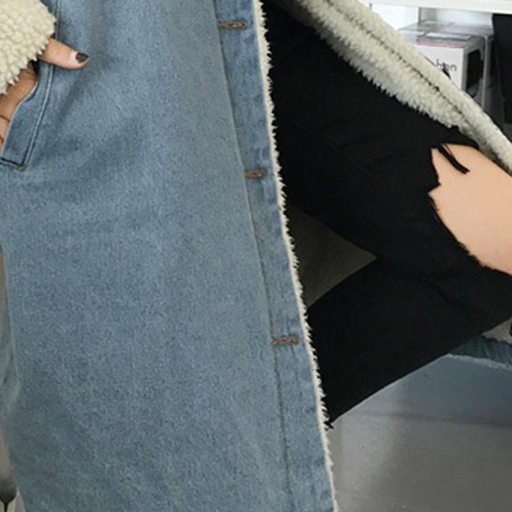 CHAMSGEND Fur Warm Winter Denim Jacket Women 2019 New Fashion Autumn Loose Cashmere Jeans Coat Women Bomber Jackets 1024