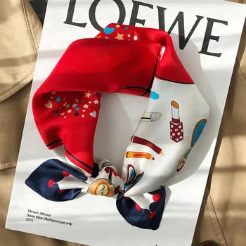 

2020 Fashion Square Neck Scarves 100% Silk Scarf Women Foulard Shawls And Wraps New Bandana Poncho Headband Hijab 53*53cm