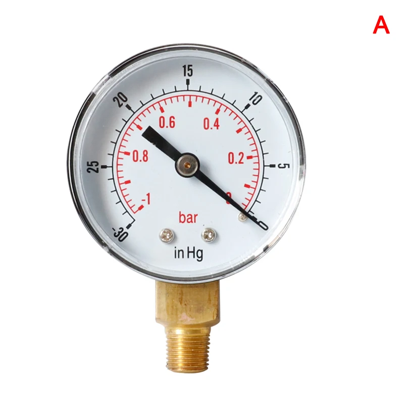 Mini Air Vacuum Pressures Gauge Double Scale 50mm Pressures Meter 30inHg 1/8 Inch TSH Shop