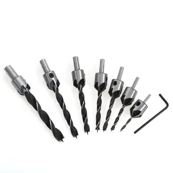 

3-10mm HSS 5 Flute Countersink Drill Bit Set 7Pcs/set Drill Press Set Chamfer Reamer Woodworking Power Tools