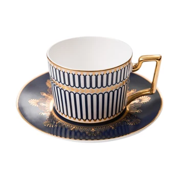 

Phnom Penh Ceramic Coffee Cup European And Saucer Set Household Simple Afternoon Tea With Spoon Blue(A)