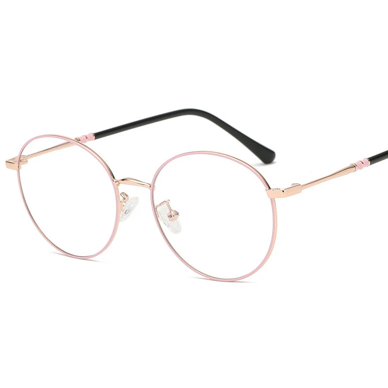 Pink gold Новые оправа для очков в ретростиле круглые близорукие очки мужские женские - Цвет оправы: Pink gold