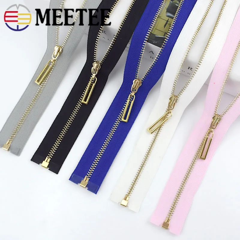 Meetee 2/5 шт. 40-70 см, открытый 3# металлическая молния красочные золотой зуб на молнии, декорированные DIY сумок одежды швейный аксессуары на шнуровке и застежке-молнии