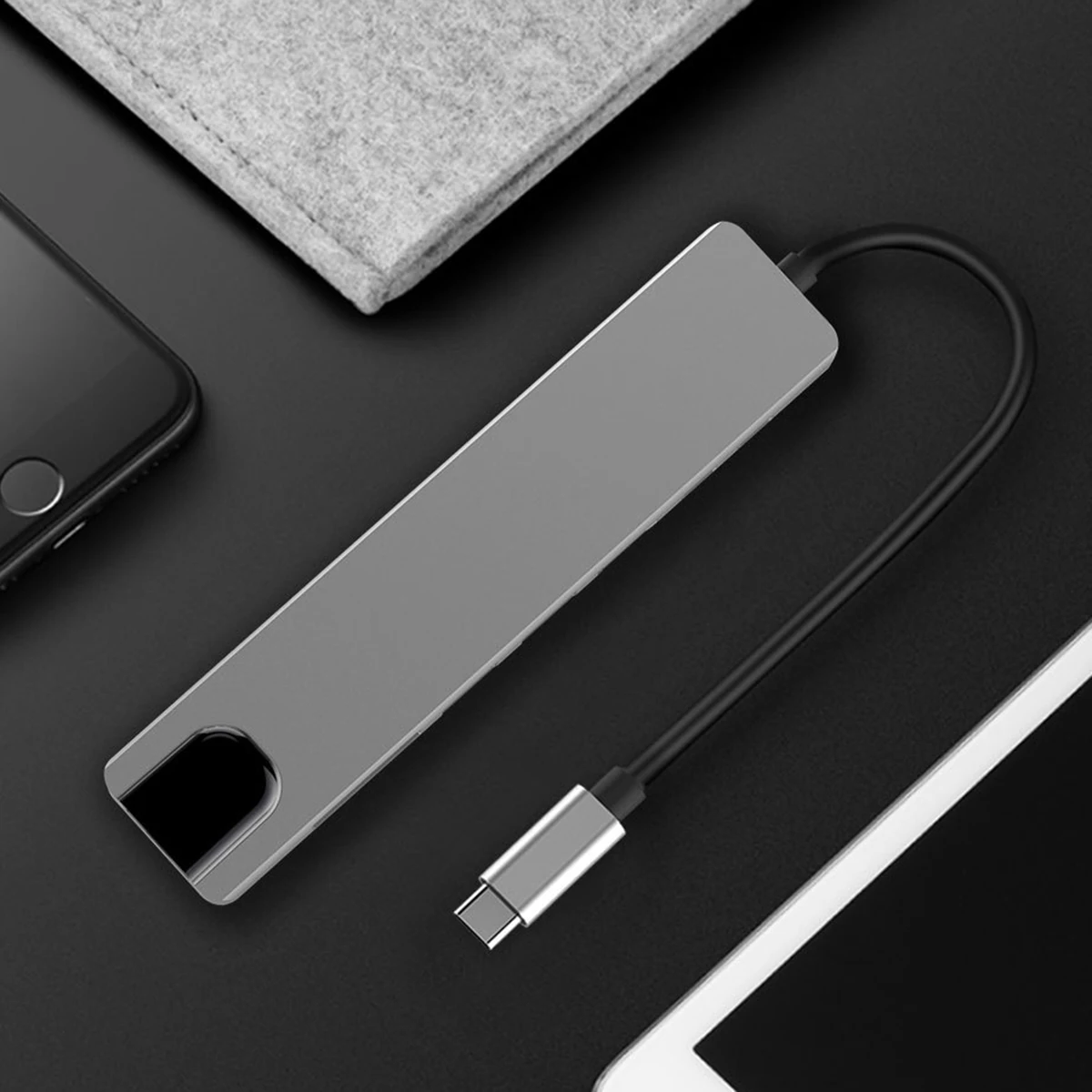 SOONHUA 8 в 1 USB-C концентратор Plug And Play type-C-HDMI USB 3,0 1000 Мбит/с RJ45 TF кардридер высокоскоростной концентратор
