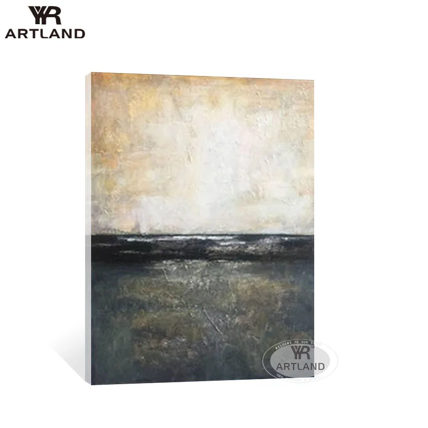 

YYR-ARTLAND Nordic simple style gray Hand painted abstract oil painting on canvas wall art picture for living room backdrop