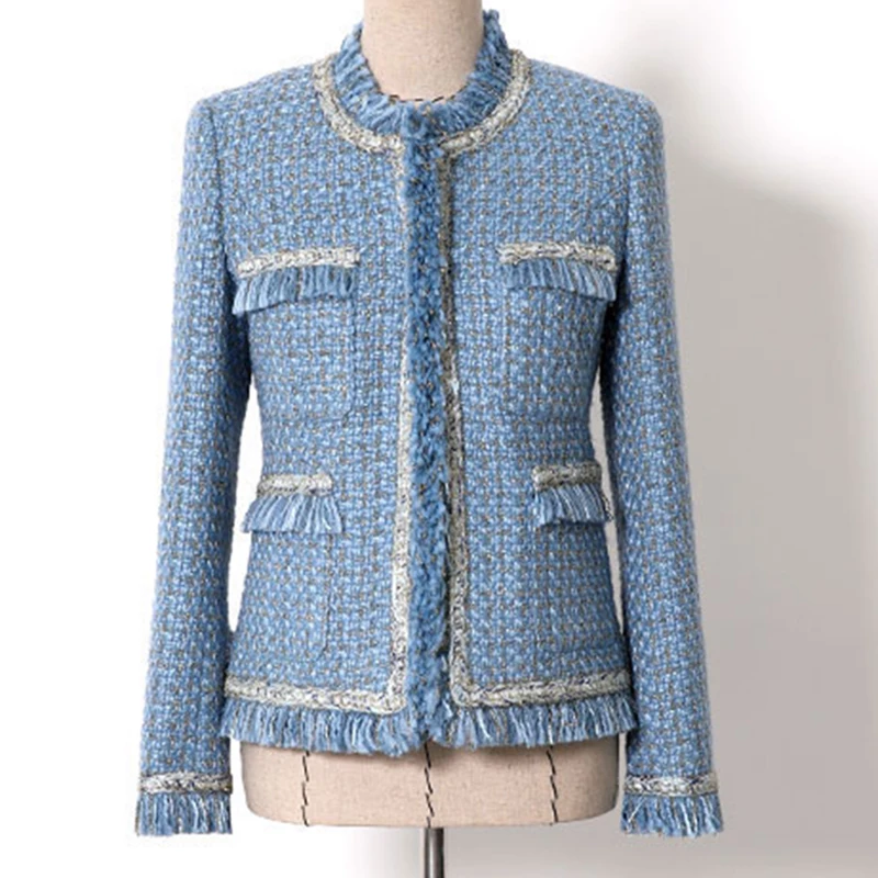 

EXCELLENT Newest 2019 Baroque Designer Jacket for women Tassel Fringed Tweed Jacket