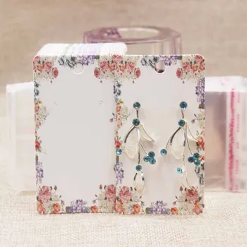 

2019New Lace Pattern Design Earring Display Card Letter Style Love Red Flower Paperboard Kraft Popular Card50+50oppbag