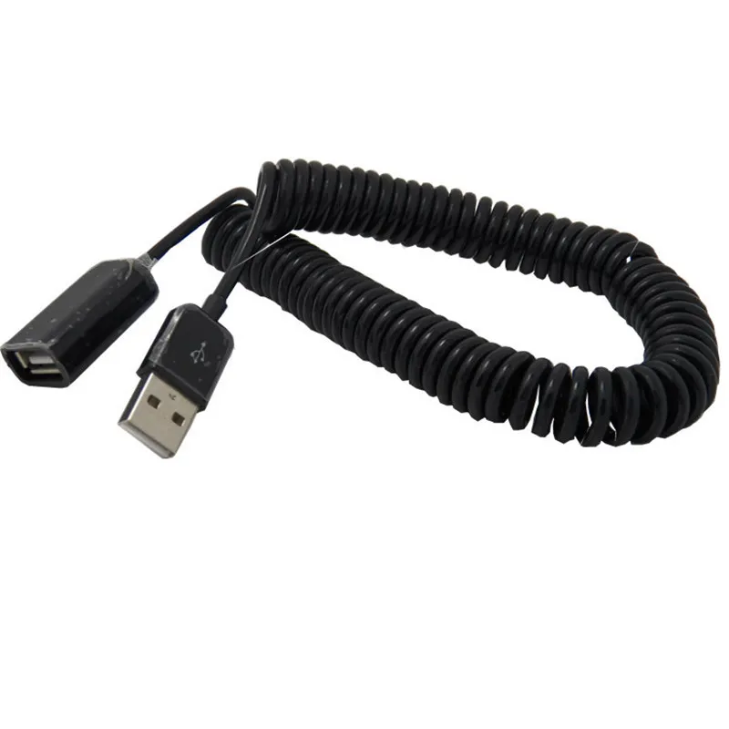 Телескопический Кабель USB 2 0 штырь-гнездо пружинный Удлинительный кабель черное