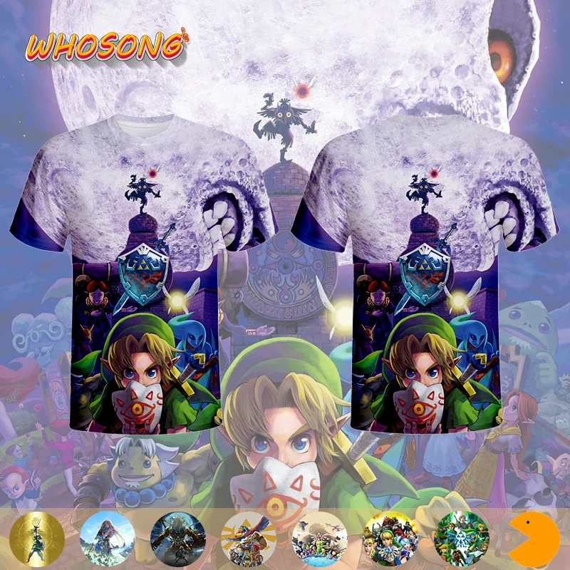 Футболка с 3D изображением игры nintendo facia Zelda, одежда для мальчиков, WHOSONG, наряд для родителей и ребенка, уличная одежда для мужчин