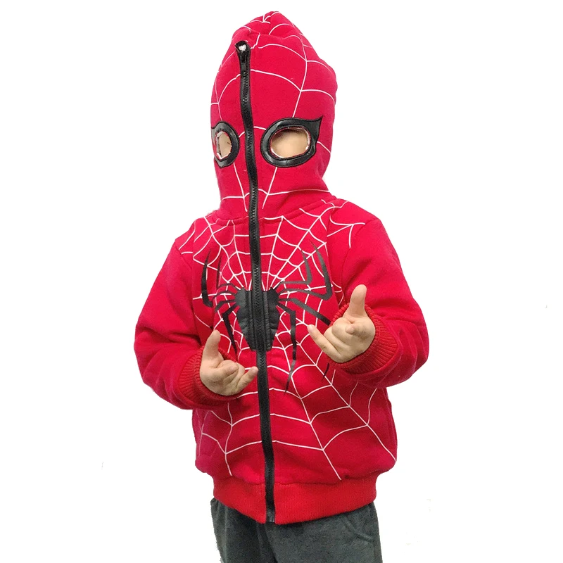 Ropa de invierno niños, abrigo de dibujo de Spider Man de Marvel, chaqueta gruesa de terciopelo, suéter con capucha, de Halloween|Chaquetas y - AliExpress