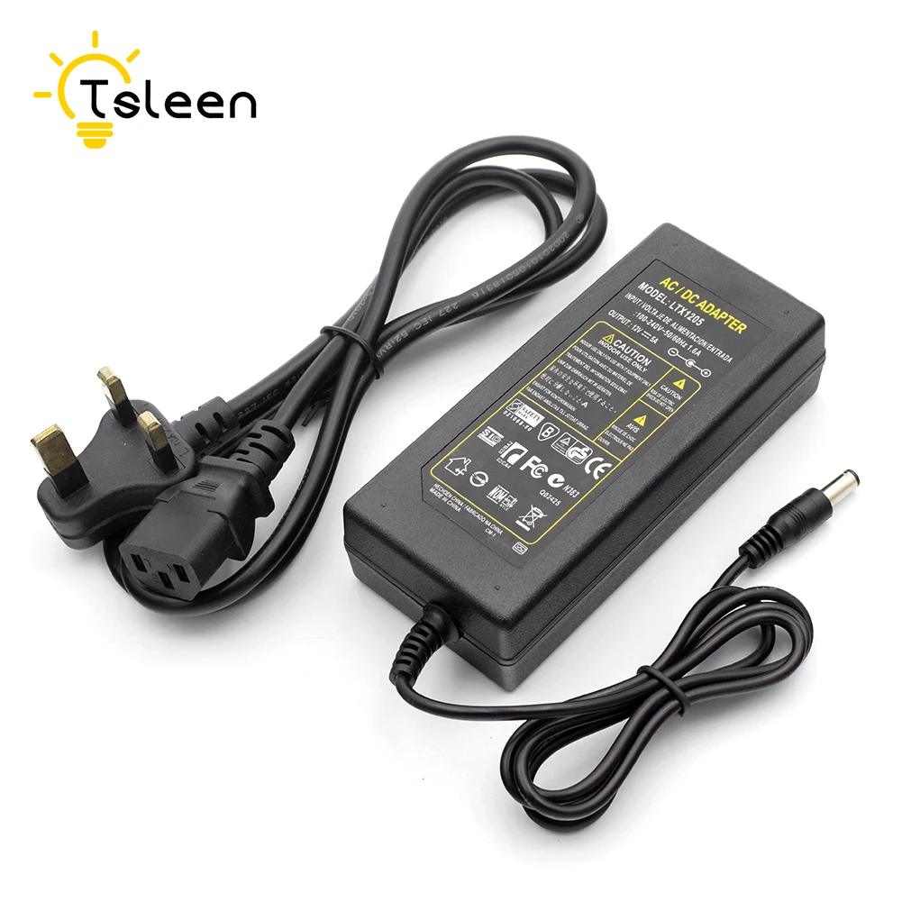 DC 12V 2A 5A зарядное устройство для освещения камеры наблюдения 100-240V зарядное устройство адаптер для светодиодной ленты RGB огни - Цвет: 5A UK Adapter