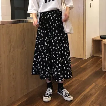 

2020 autumn long section skirt bright silk love pleated skirt high waist super fire bright color skirt