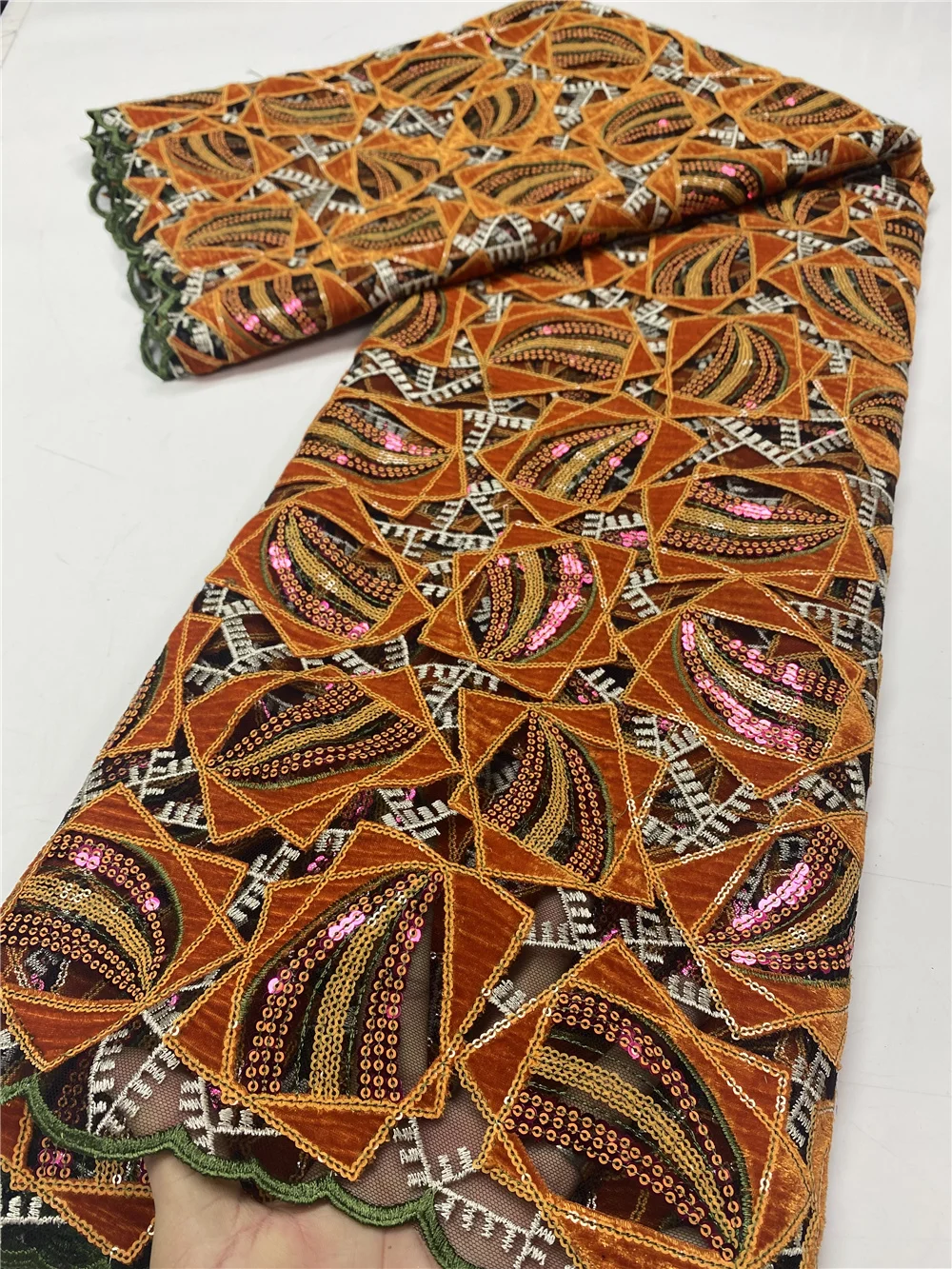 

NI.AI African Velvet Lace Fabric 2020 High Quality Sequins Lace Nigerian Lace Fabrics For Wedding French Lace Fabric XY3669B
