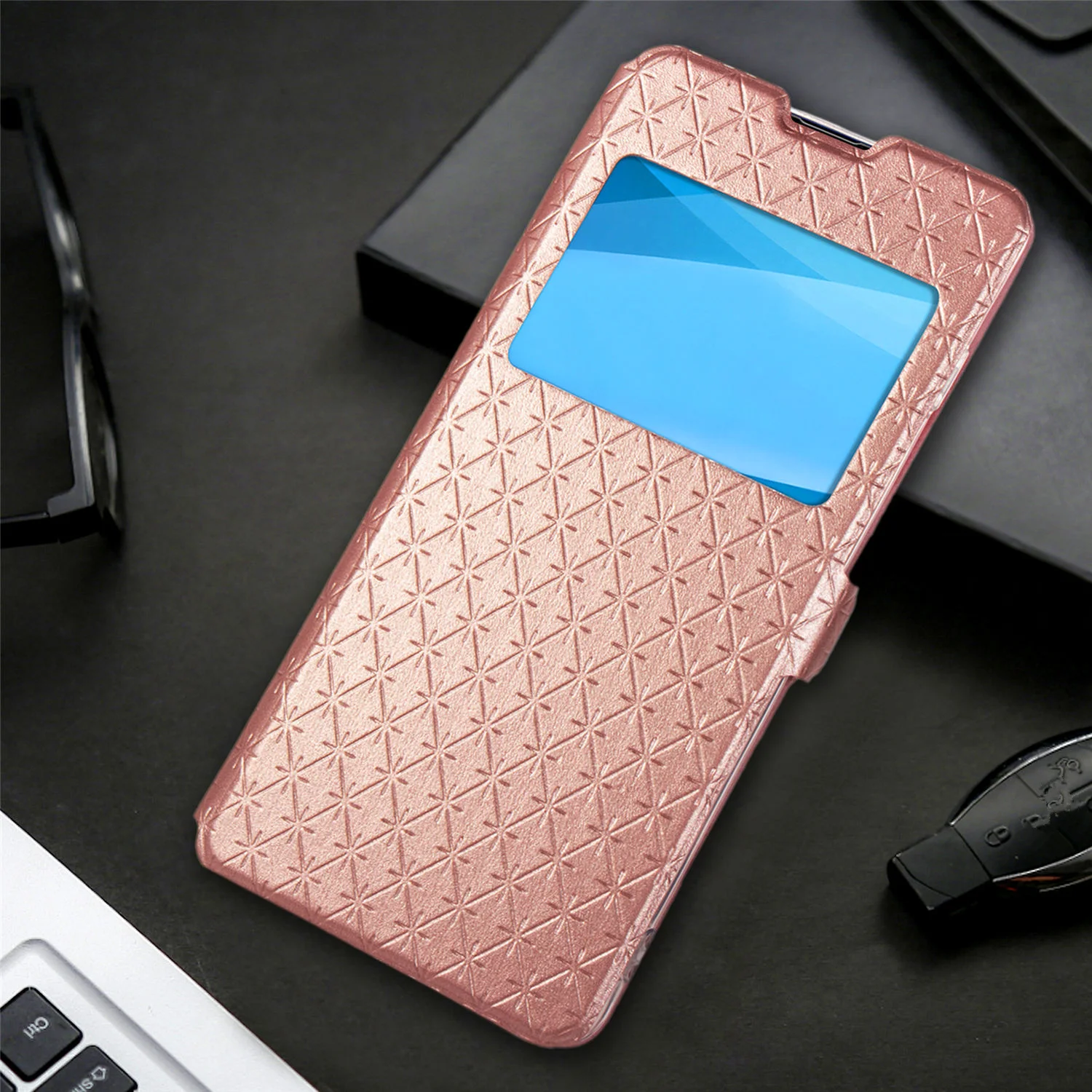Rose Gold Кожаный чехол для Xiao mi Red mi Note 7 Pro, роскошный блестящий чехол-книжка с окошком, чехол-книжка для Red mi Note 7 Pro, флип-чехол для карт, чехол s - Цвет: Rose Gold