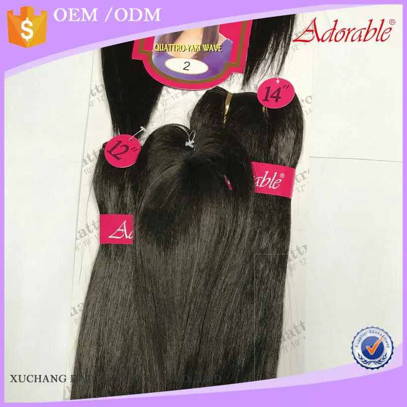 Adorable Synthetic Hair Quattro YAKI WAVE 4PCS+1 Set /8-14inch Extension Weave Bundles With Closure African American Afro