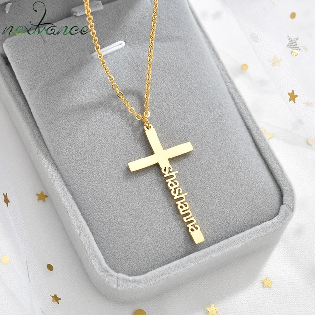 Acheerup Personalized Cross Pendant Stainless Steel Necklace for Women  Customized Name Letters Key Choker Chain Zircon Jewelry - AliExpress