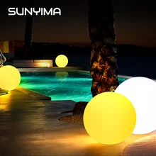 Sunyima 1pc bola de incandescência controle remoto led luz solar powered fulgor globo bola inflável piscina luzes