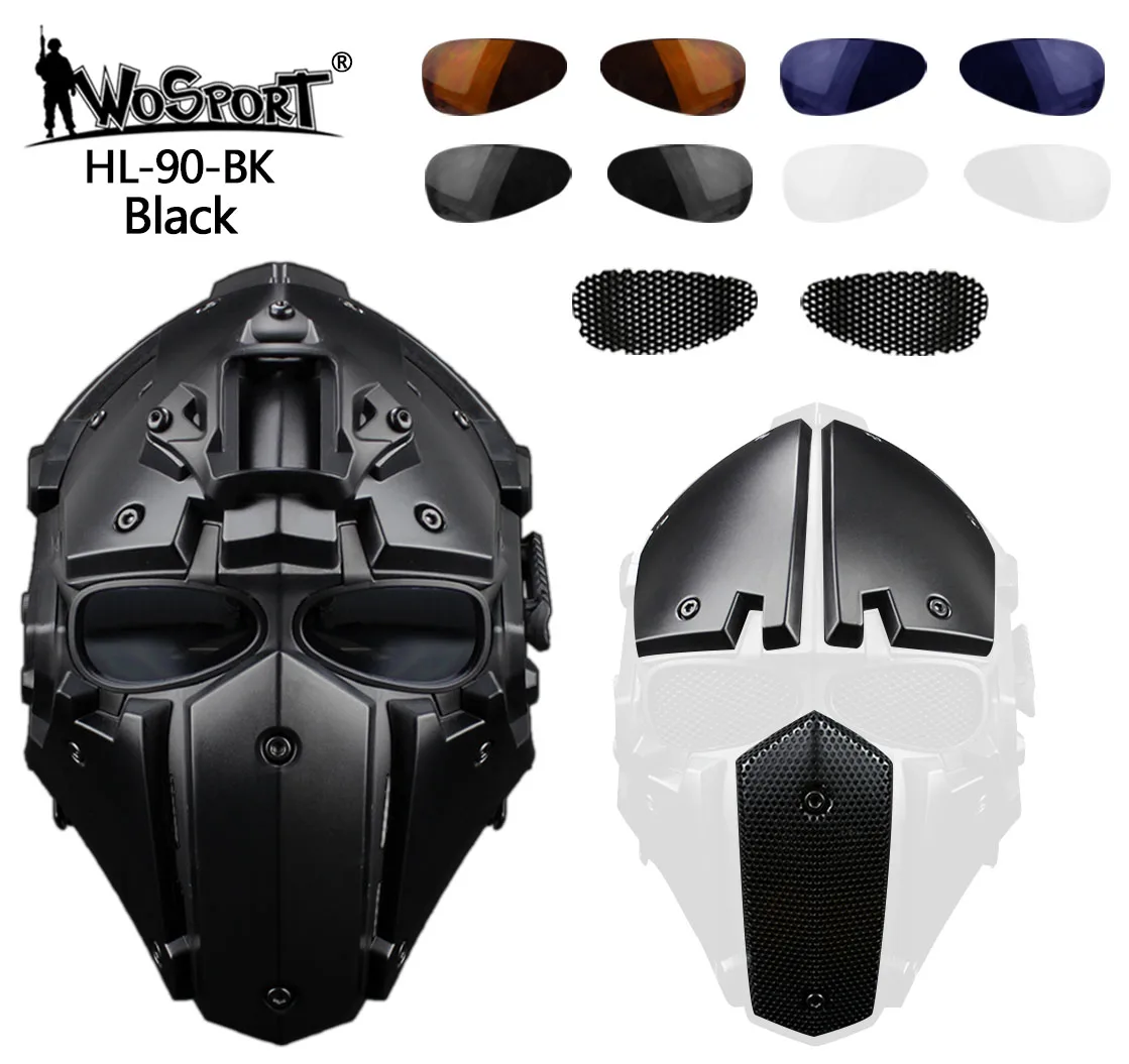 Высококачественный профессиональный военный тактический шлем для всего лица, Открытый тактический Пейнтбол CS SWAT для стрельбы, защитный шлем для страйкбола - Цвет: black