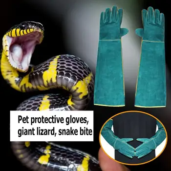 

Anti-bite Safety Bite Gloves For Catch Dog Cat Reptile Animal Ultra Long Leather Green Pets Grasping Biting Protective Glove