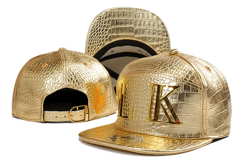 Кожаная кепка шапки Последние короли полные кожаные кепки модные золотые LK логотип кепки бронзового цвета LK кожаные головные уборы для мужчин и женщин - Цвет: Золотой